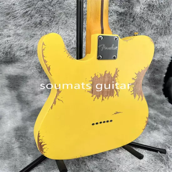 Solid Body Tele Yellow Electric Guitar Maple Fretboard Pickup Chrome Hardware