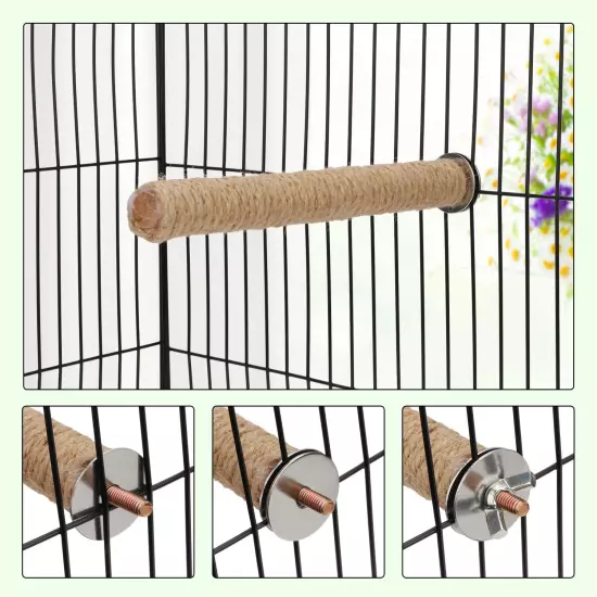 Bird Perch Stand Natural Wood Parrot Hemp Rope Perch Birdcage Accessories Perch 