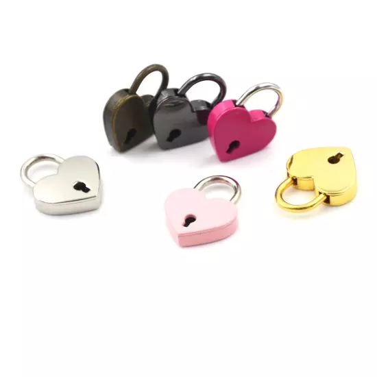 Mini Padlock Love Heart Shape Padlock Tiny Luggage Bag Case Lock With Key.vm