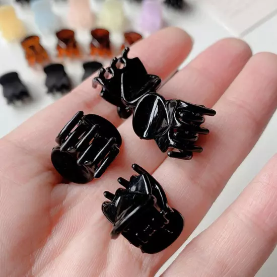 10pcs Black Mini Hair Clips Small Hair Claw Hair Clamps 1.5cm Hair Plastic