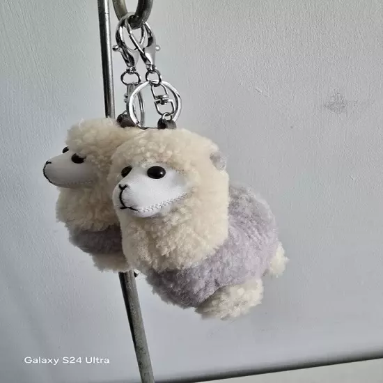 Lamb fur decoration key chain bag's pendant cell phone ornament 2pcs sheep charm