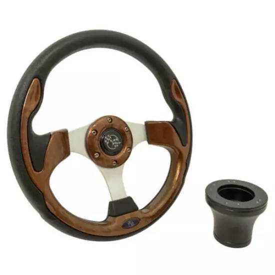 Club Car Precedent 12.5" Golf Cart Steering Wheel Carbon Fiber With Chrome Hub