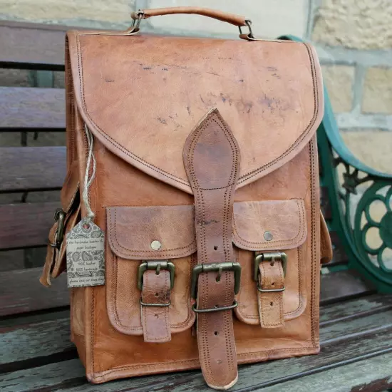 Messenger Vintage Men's Satchel New Brown Travel Bag Leather Backpack Rucksack