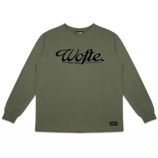 Wofte Est.11 Long Sleeve Tee Sage Green NEW Carp Fishing T-Shirt *All Sizes*