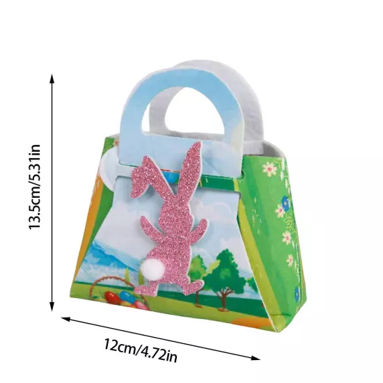 Kids Happy Easter Bunny Treat Bags Craft Gift Bags with Handles Goodie Bags 