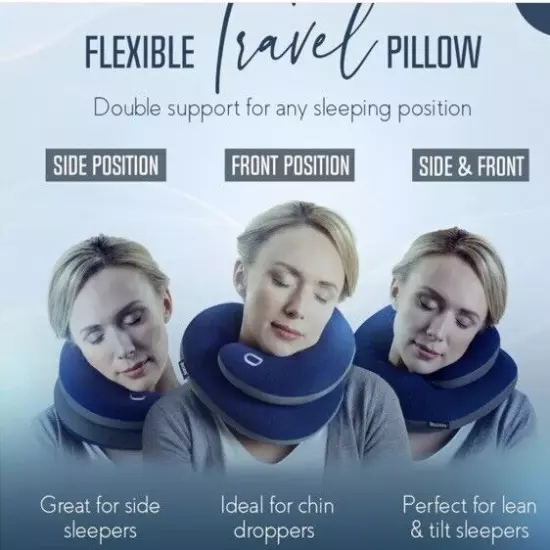 BCOZZY Neck Pillow for Travel Provides 2X Support to the Neck & Chin New Blue XL