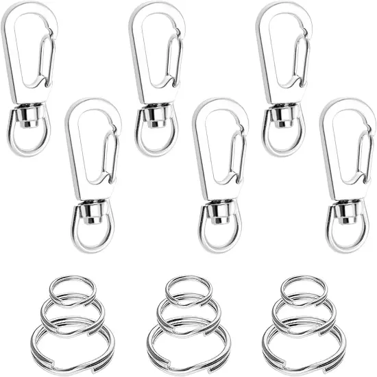 6 Pcs 1.6 Inch Dog Tag Clips for Collar, Replaceable Dog ID Name Tag Ring Clip D