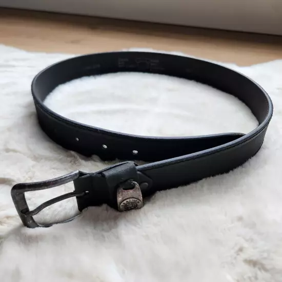 Silver Belt Collection SSN Size 32/80 cm Genuine Leather Black Belt