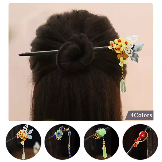 Womens Flower Wooden Chopsticks Hair Hairpin Hair Stick Chinese Style Retro❥