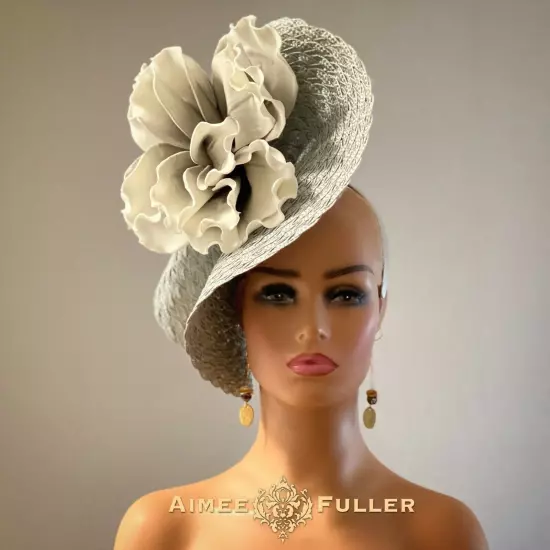 Kentucky Derby Fascinator Purple Cream White Royal Ascot Hat Cocktail Hat