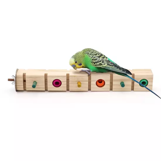 Medium Parrot Chewing Stopper Toy Perch,Puzzle Wooden Platform for Birds Biti...