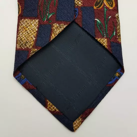 Ermenegildo Zegna Mens Tie Silk Floral Squares Necktie Made in Italy