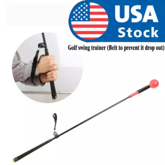 48"Golf Swing Trainer Stick Aid Power Strength Tempo Weighted Head Flex Training