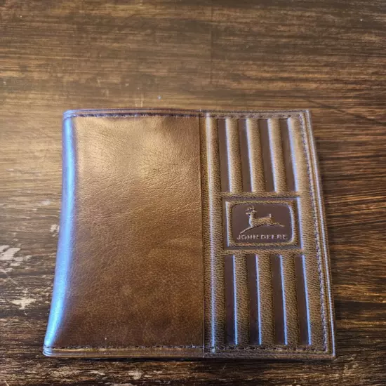 John Deere Brown Leather Bi-Fold Wallet Golden Steer Of New Vitron 