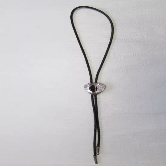 Western Bolo Lariat Silver Tone Inset Black Stone Tie Men's Accessories Metal