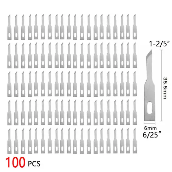 100PCS Exacto Carving Blades Knives Carbon Steel for DIY Art, Woodworking