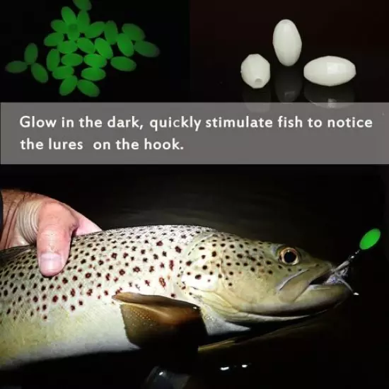 Luminous Fishing Beads Green Glow Fish Beads Oval Plastic Beads Lure Tackle Eggs