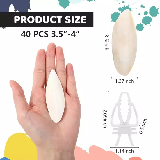 40 Pcs Cuddle Bone Cuttlefish Bone 3.0" to 3.5" Cuttlebone for Birds with 1 Para