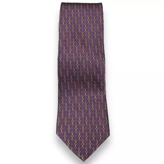 Bill Blass Expressly For The Bon Marche Men's Tie Silk Purple Geometric Vintage