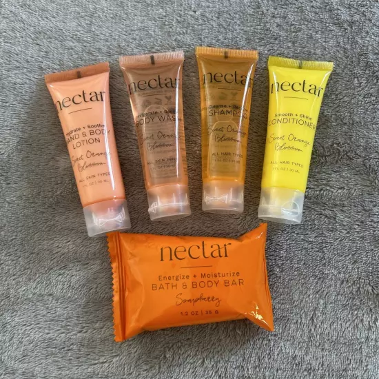 Nectar 5 Pc Travel Toiletry Set NWOB 1oz Each Bar Soap 1.2oz