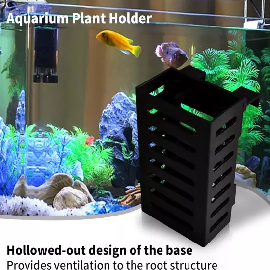 2 Pcs Aquarium Plant Holder, Aquatic Plant Cup with Hooks and Suction,Plastic Aq