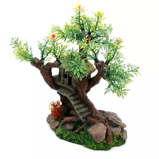 Aquarium Ornament Tree House Hiding Fish Cave For Fish Tank