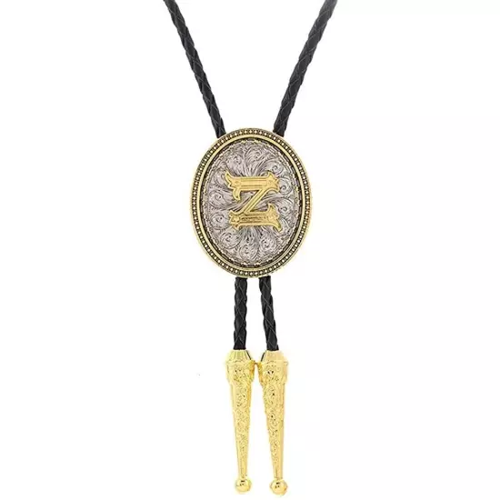 Bolo tie for Men Western Cowboy Golden Initial Letter A to Z Costume Bolo ties