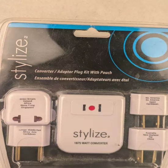 Stylize Converter/Adaptor International Plug Kit With Pouch New Sealed