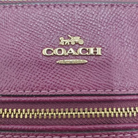 Coach Gallery Pouch 6.5 X 9.5 Pebble Leather Zip Top Wristlet Red Wine Burgandy