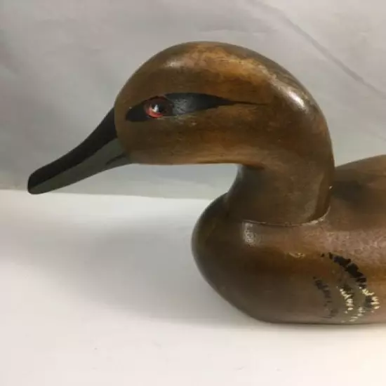 Vintage Hand Painted Wooden Duck Decoy 14" Figurine Mallard