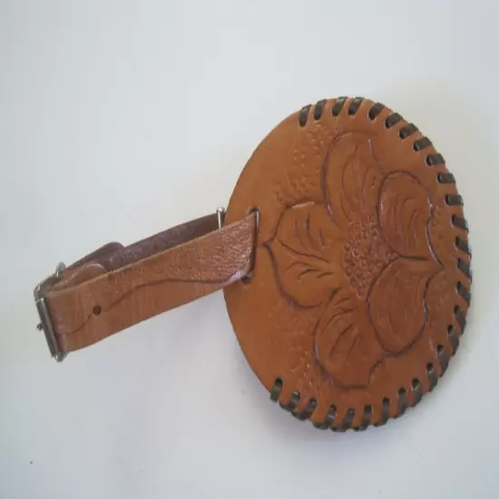 Handmade Leather Luggage Tag Flower Design