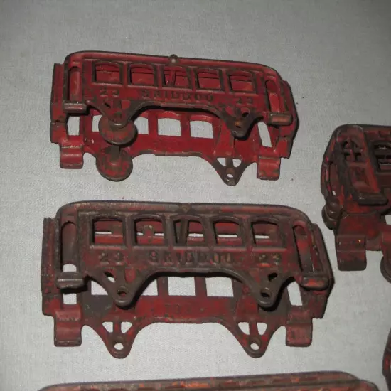 ANTIQUE FLOOR CAST IRON TOY TRAIN-SHIMER-SKIDOO-LEHIGH VALLEY R.R.-5 PIECE SET