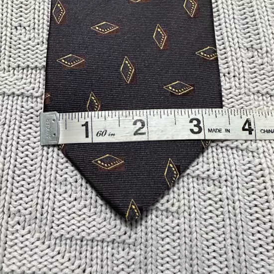 Hugo Boss brown geometric diamond Italian silk tie