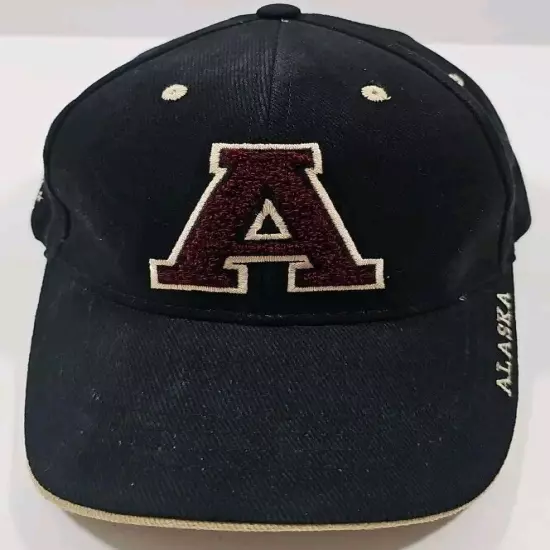 VTG ALASKA The Great Lss Asd nd Circle Baseball Hat Dad Cap Black Cotton.