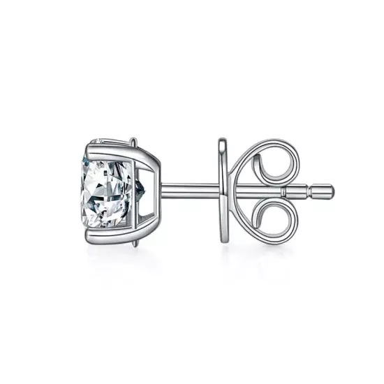 Men's 1Ct Moissanite 4-Claws Solitaire Stud 925 Sterling Silver Earring (1PCs)