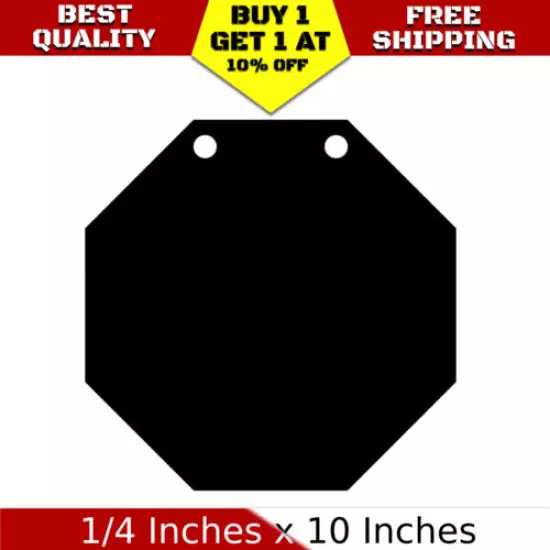 AR500 Steel Octagon 10" x 1/4" Thick Target Shooting Practice Black USA