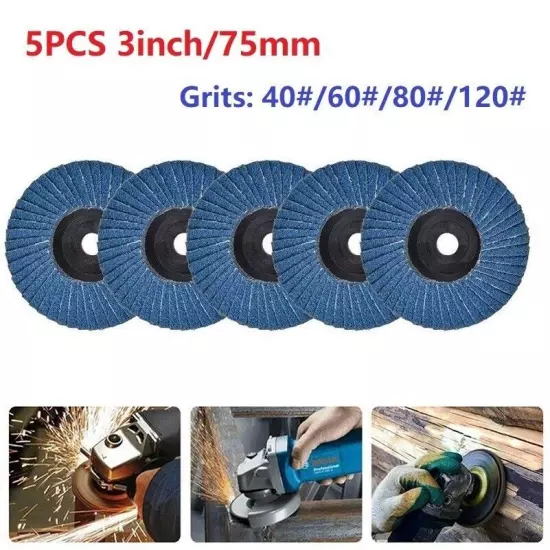 5pcs Grinding Discs Blue Flap Flat For Angle Grinder Wheels Zirconium Corundum