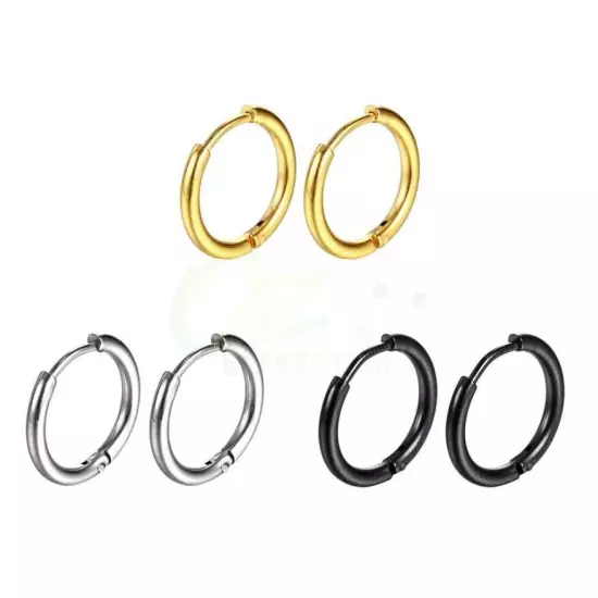 Surgical Steel 1-5PC Huggie Hoop Sleeper Ring Earrings Ear Nose Body Ring