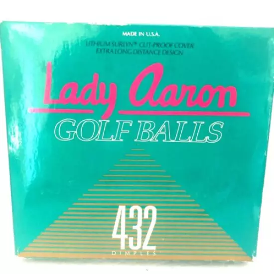 Vintage Golf Balls Lady Aaron One Box of12 Pink Balls New 432 Dimples Made USA 