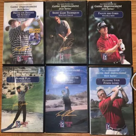 6 Golf Instruction DVDs PGA Tour Partners Club Improvement DVD Series Tom Lehman