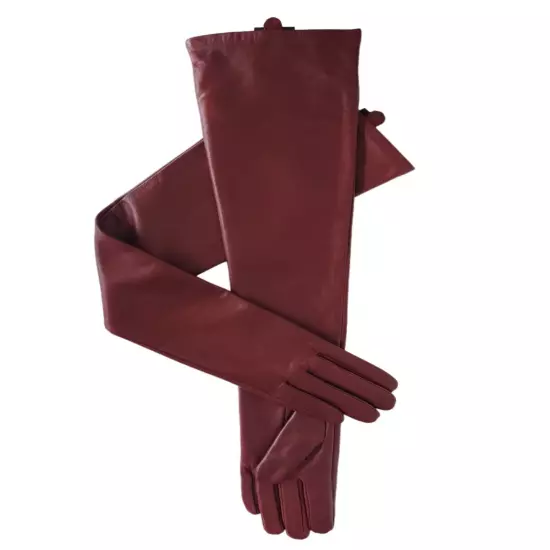 New Touch Screen Real Sheep Leather Opera Long Gloves Black Burgundy Green Color