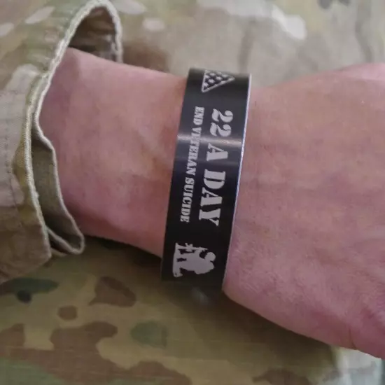 End Veteran Suicide 22 A DAY Black Memorial Bracelet 2 Sizes