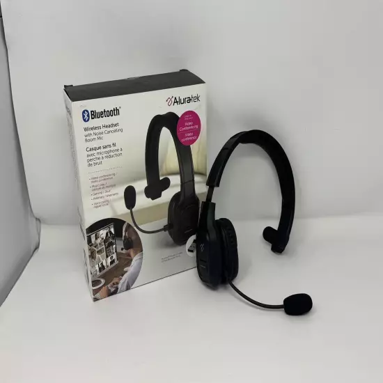 Aluratek Wireless Bluetooth Headset w/ Boom Mic Model: ABHM100F