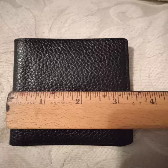 Vintage Men’s Vertical Wallet Bifold Pebbled Black Leather Cards Cash Slot