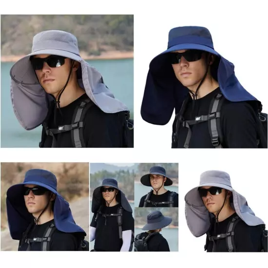 Soft Windproof Trip Sunshower Hat Head Cover Sun Protection Teesar Neck