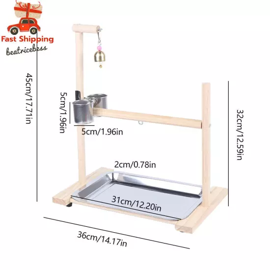 Parrot Playstand Bird Playground Perch Gym Training Stand Toys with Feeder Cup