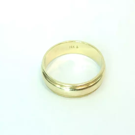 14k Yellow Gold Milgrain Men's 4mm Band Ring Size 10 3/4"