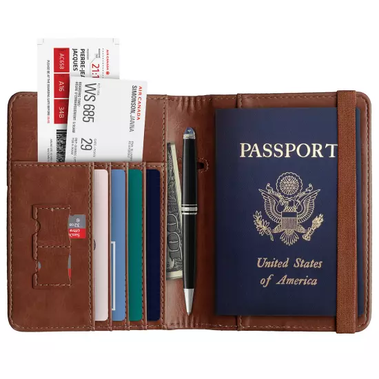 Slim Leather Travel Passport Wallet Holder RFID Blocking ID Card Case Cover US