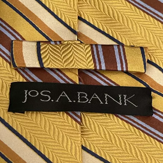 Jos. A. Bank Gold Brown Blue 100% Silk Men’s Neck Tie Made In China