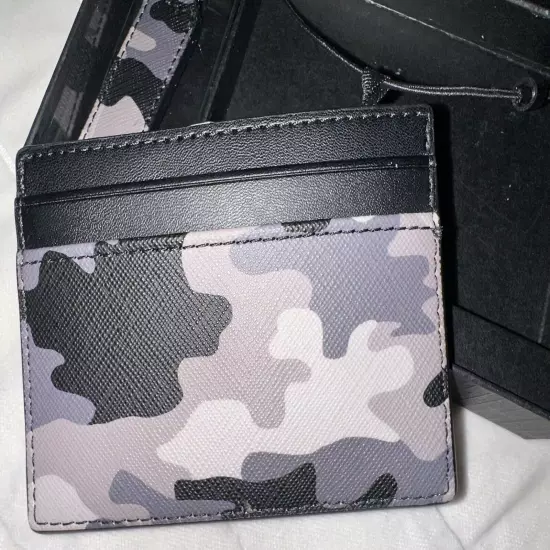 MK MICHAEL KORS Card Wallet + Key Chain Logo Camouflage credit Card Holder/New